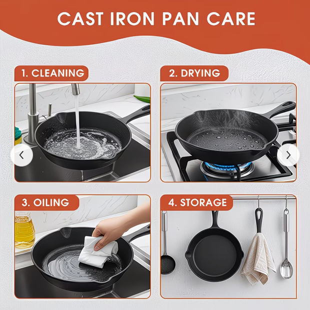 3pcs Bare Cast Iron Skillet Set