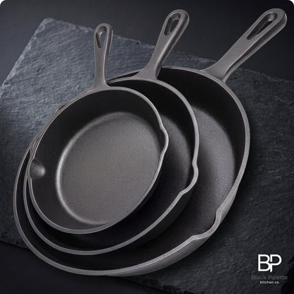 3pcs Bare Cast Iron Skillet Set