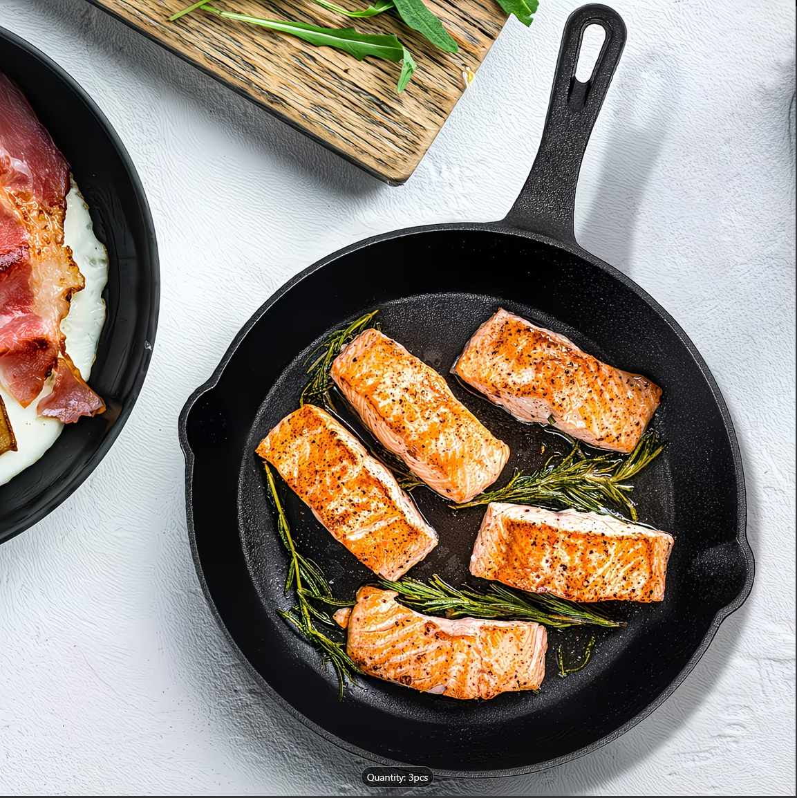 3pcs Bare Cast Iron Skillet Set